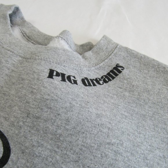 Women's -  Size L, Gray, Pullover Sweatshirt Pig Dreams Barn Yard Farm Graphics - Picture 4 of 5